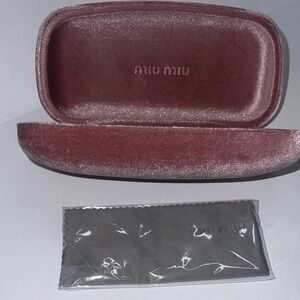 Miu Miu Velvet Pink Velvet Large Clamshell Sunglasses Case and Cleaning Cloth